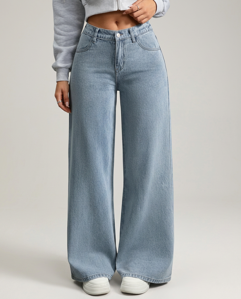 Tia | Wide-Leg Trousers with Button Fly