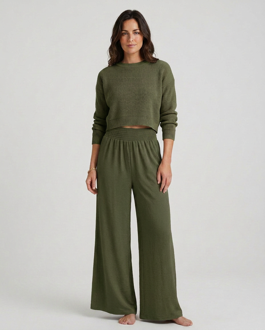 Kristin | Wide-Leg Trousers with Elastic Waist
