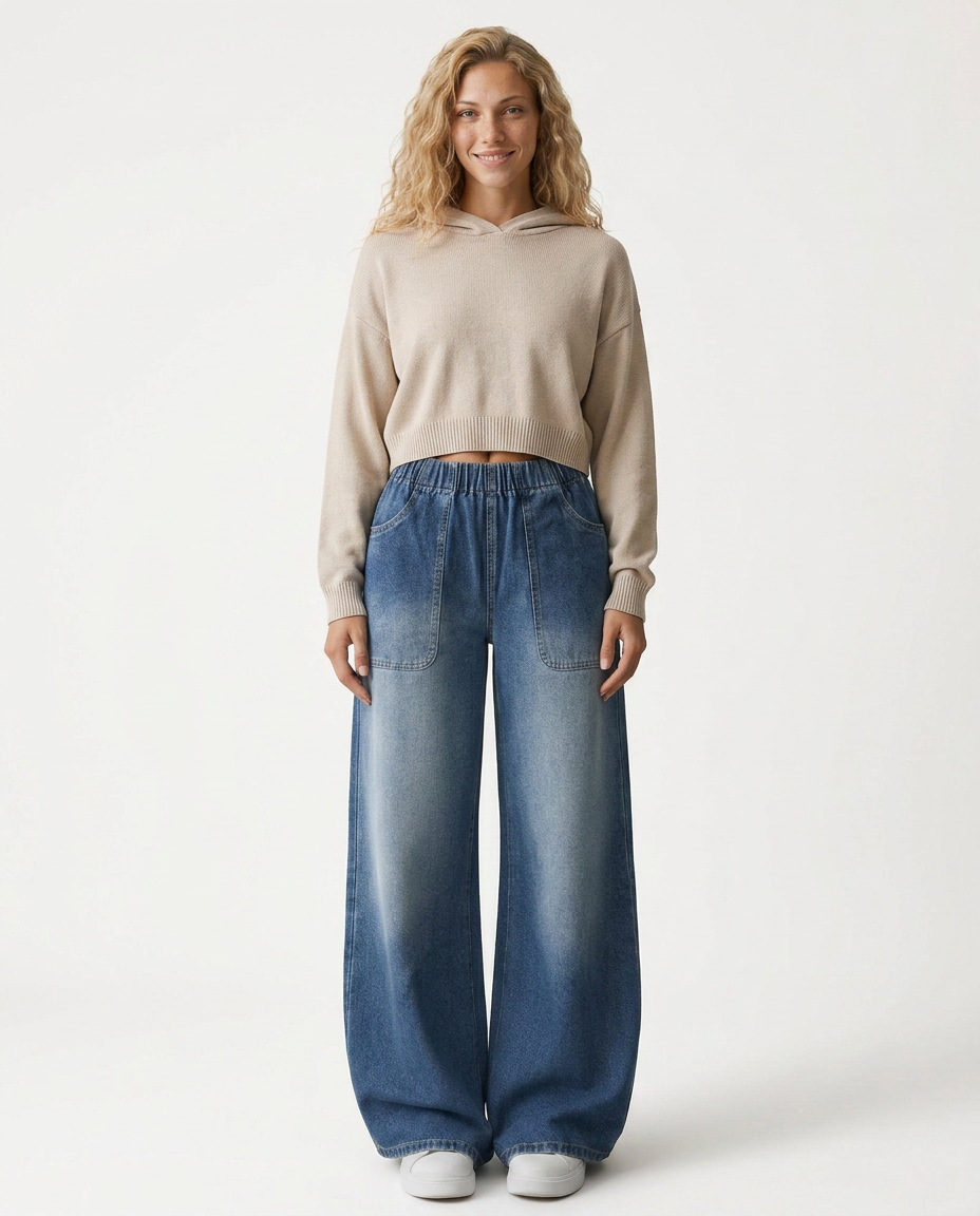 Mari | Wide Leg Trousers with Elastic Waist