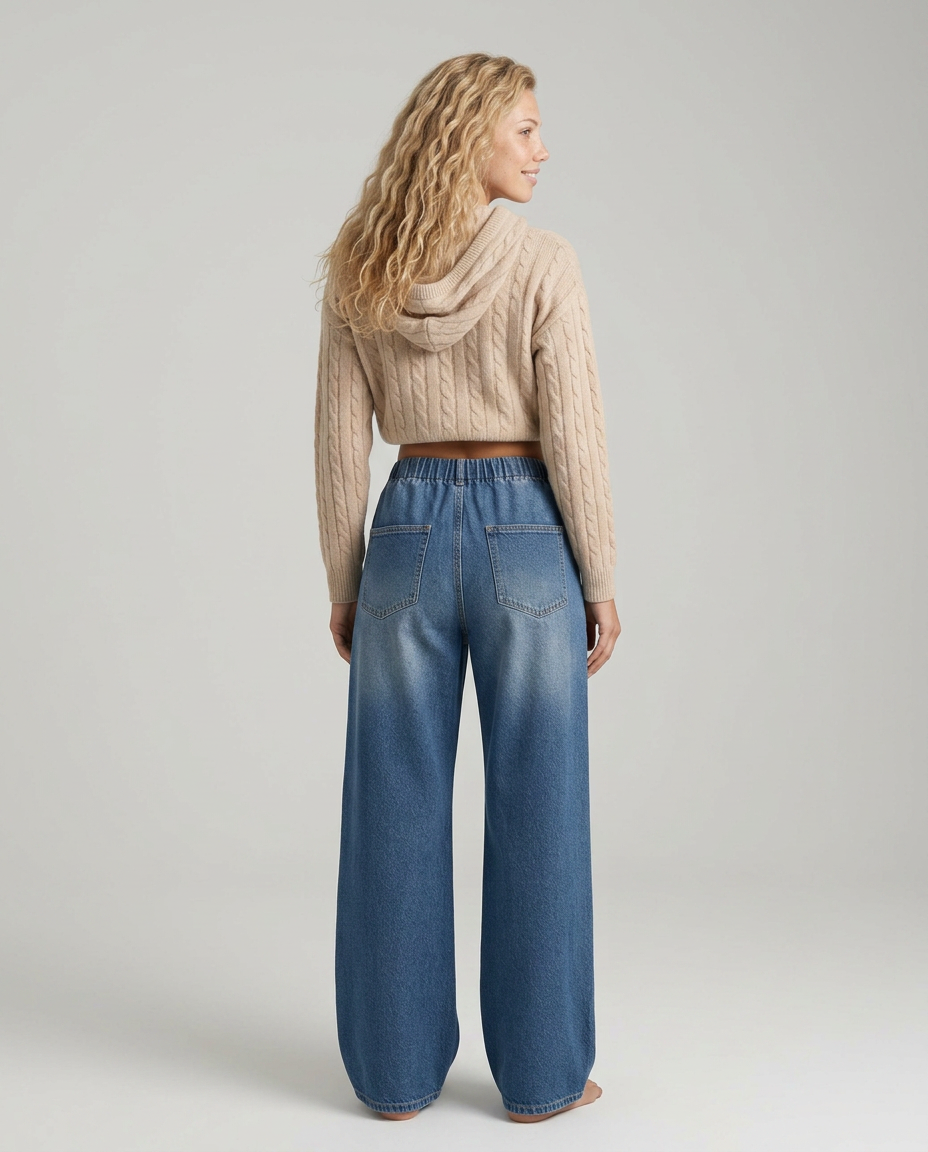 Mari | Wide Leg Trousers with Elastic Waist