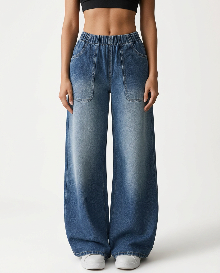Mari | Wide Leg Trousers with Elastic Waist