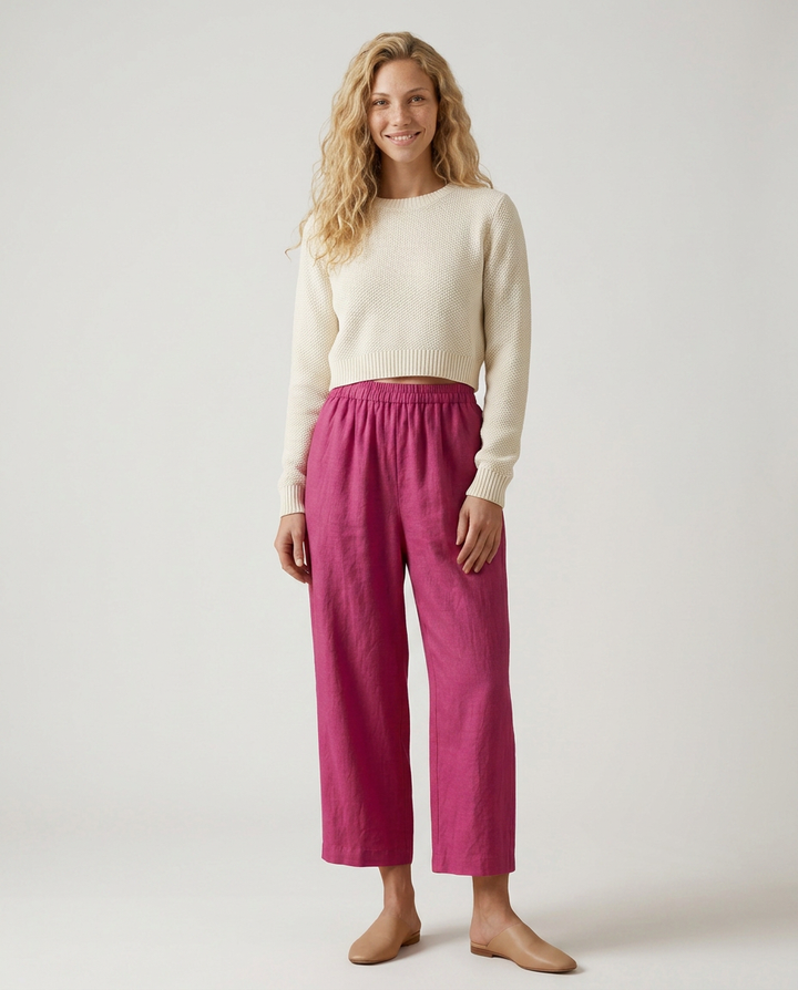 Janet | Wide Leg Trousers with Elastic Waistband