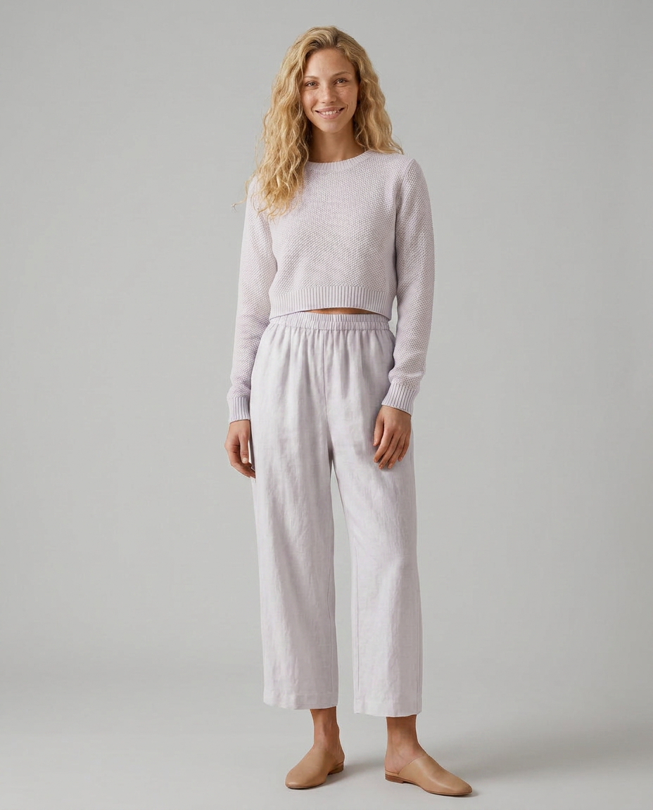 Janet | Wide Leg Trousers with Elastic Waistband