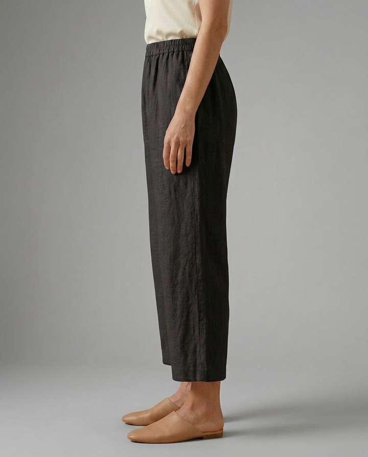 Janet | Wide Leg Trousers with Elastic Waistband