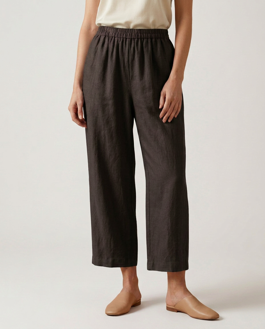 Janet | Wide Leg Trousers with Elastic Waistband