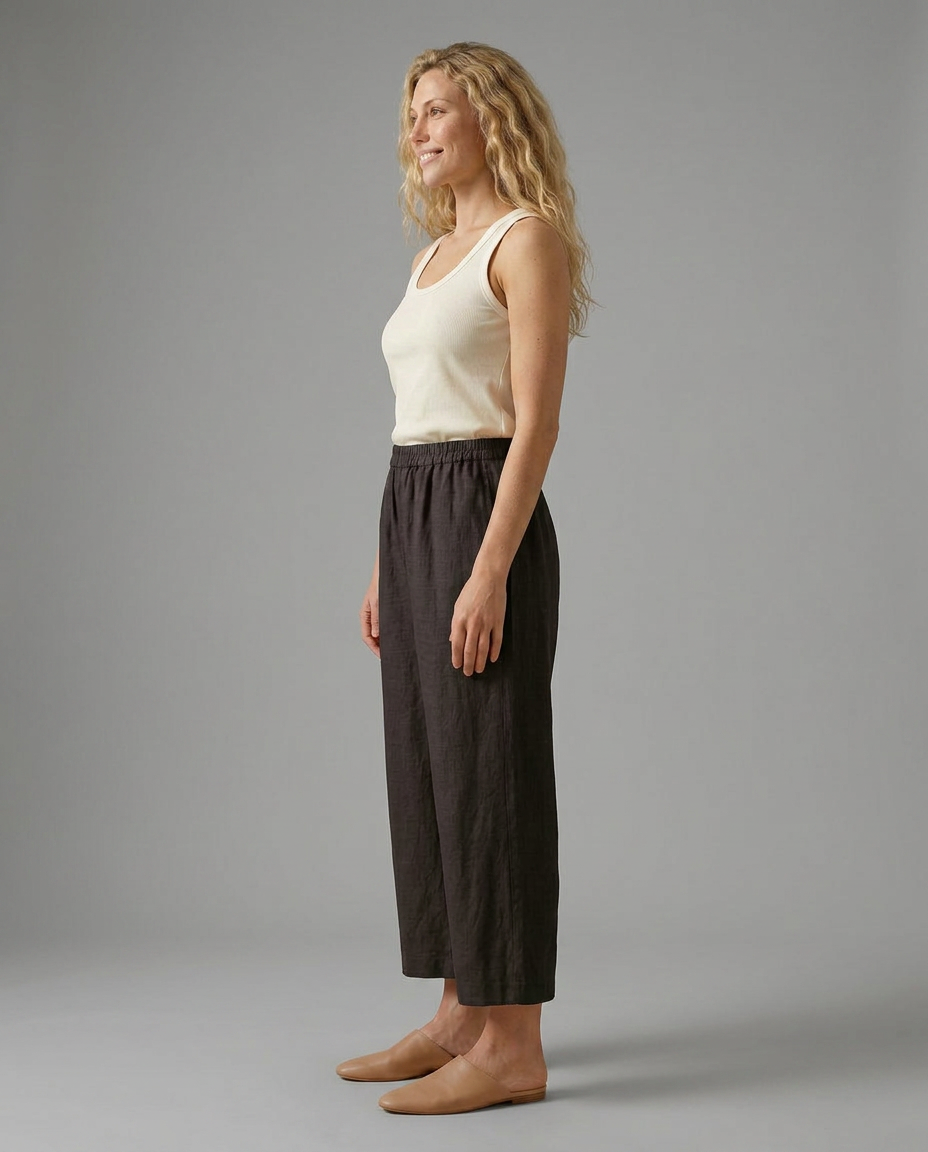 Janet | Wide Leg Trousers with Elastic Waistband