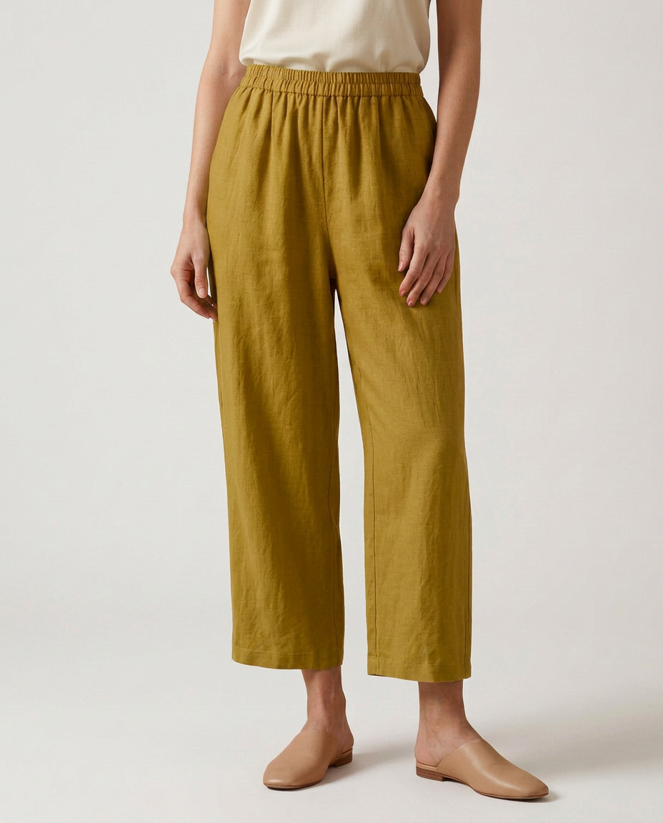 Janet | Wide Leg Trousers with Elastic Waistband