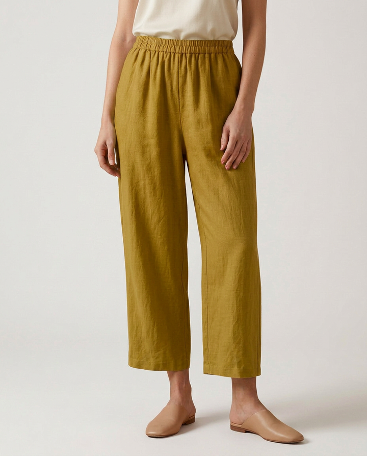 Janet | Wide Leg Trousers with Elastic Waistband