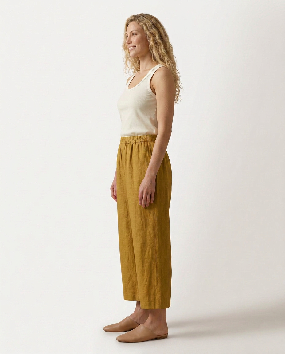 Janet | Wide Leg Trousers with Elastic Waistband