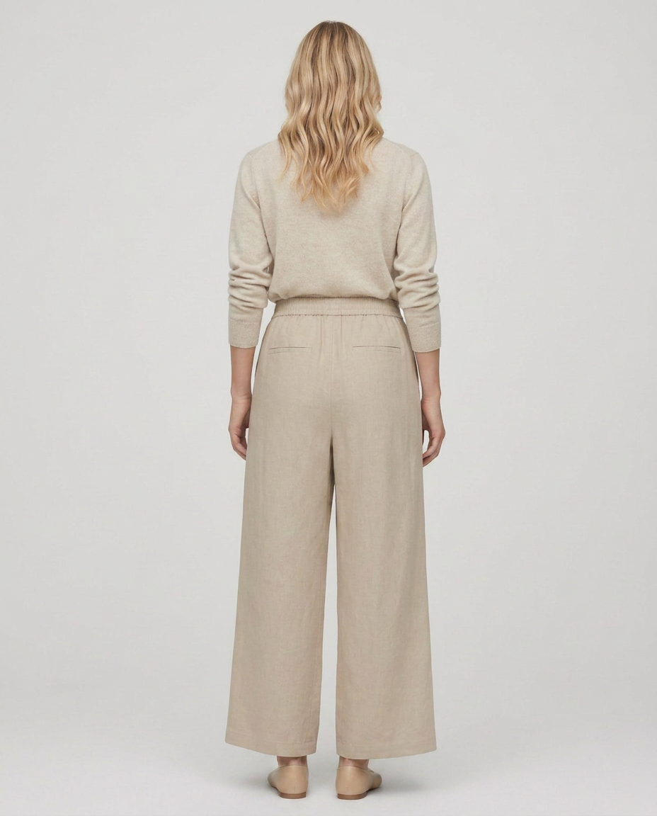 Nona | Wide Leg Trousers with Elastic Waistband