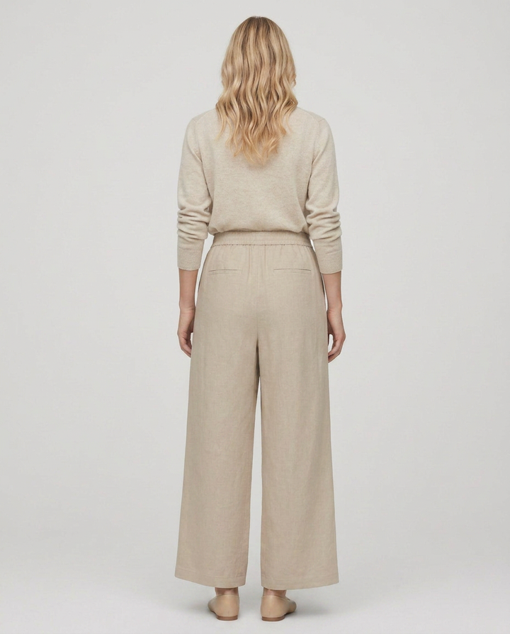 Nona | Wide Leg Trousers with Elastic Waistband