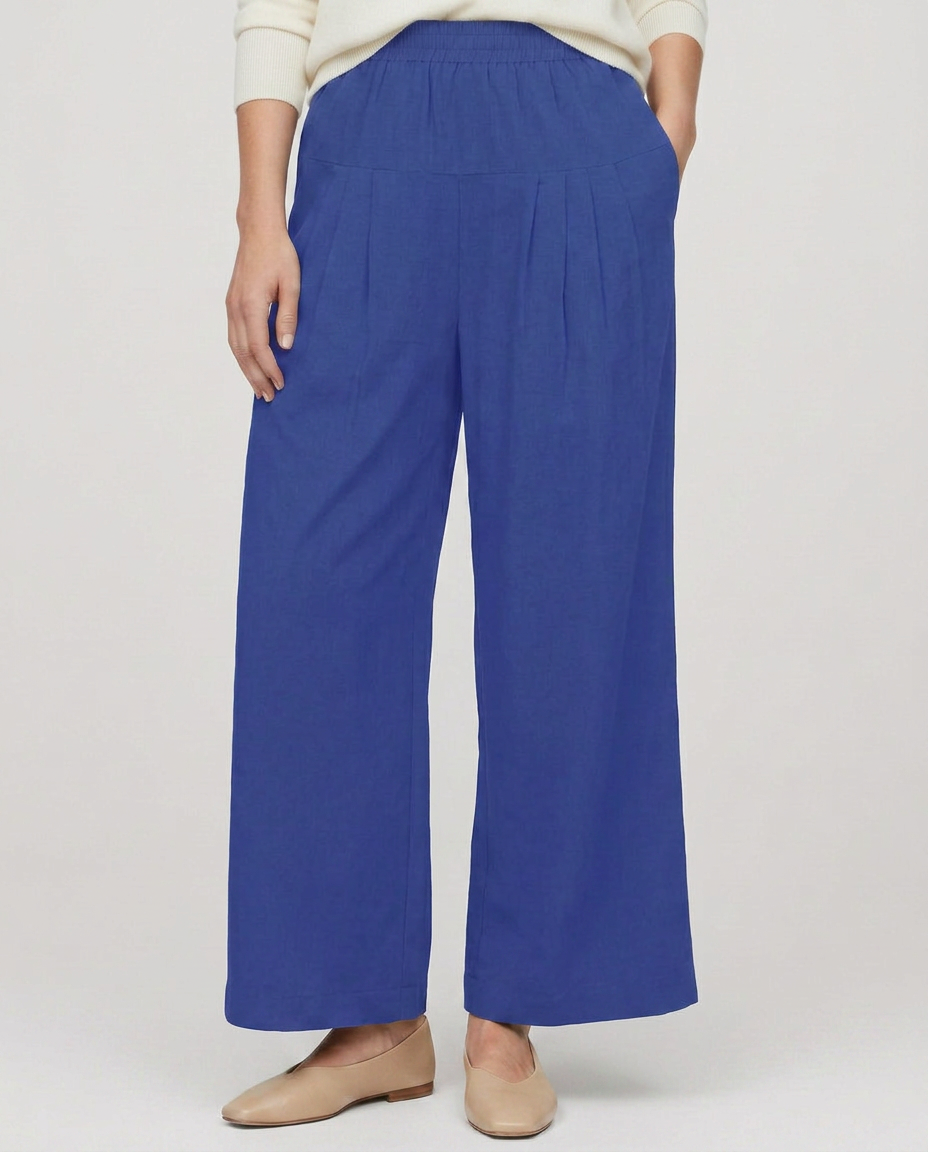 Nona | Wide Leg Trousers with Elastic Waistband