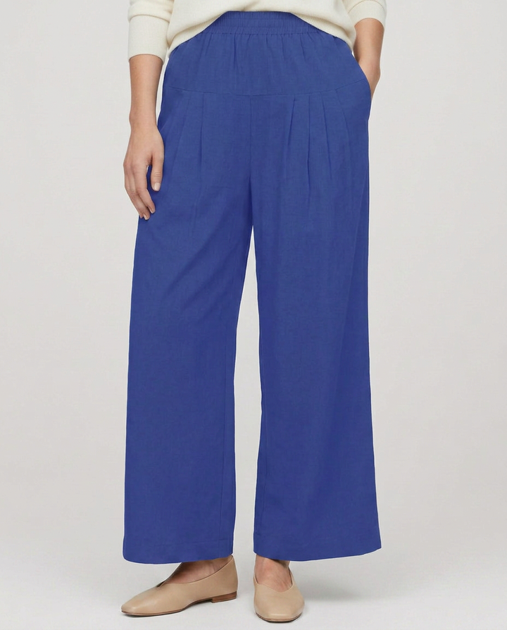 Nona | Wide Leg Trousers with Elastic Waistband