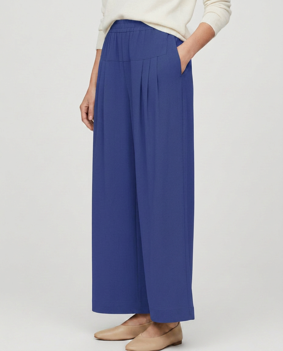 Nona | Wide Leg Trousers with Elastic Waistband