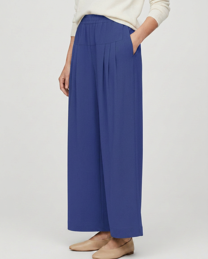 Nona | Wide Leg Trousers with Elastic Waistband