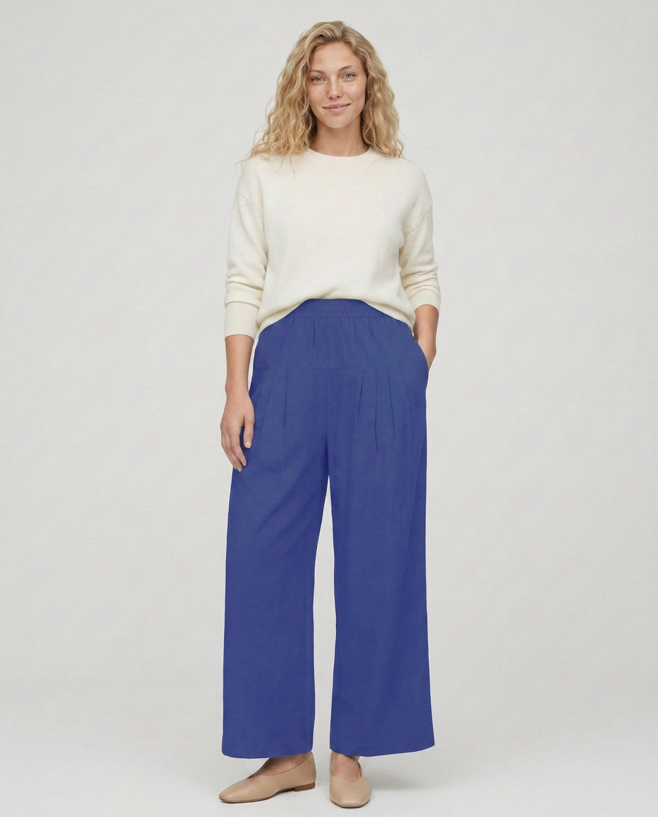 Nona | Wide Leg Trousers with Elastic Waistband