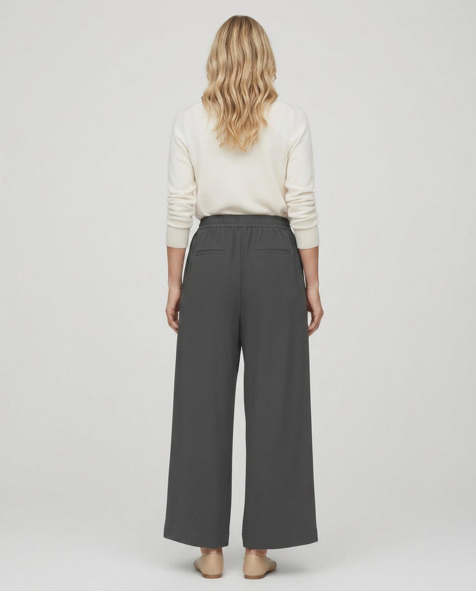 Nona | Wide Leg Trousers with Elastic Waistband