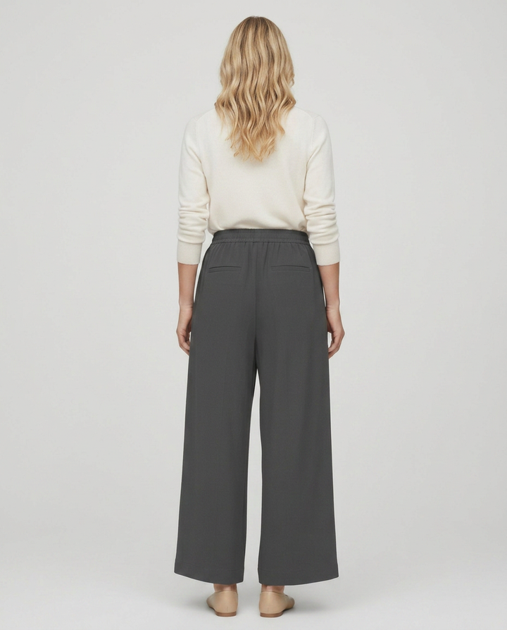 Nona | Wide Leg Trousers with Elastic Waistband