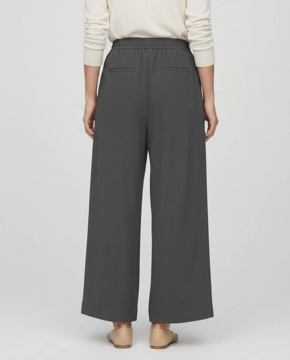 Nona | Wide Leg Trousers with Elastic Waistband