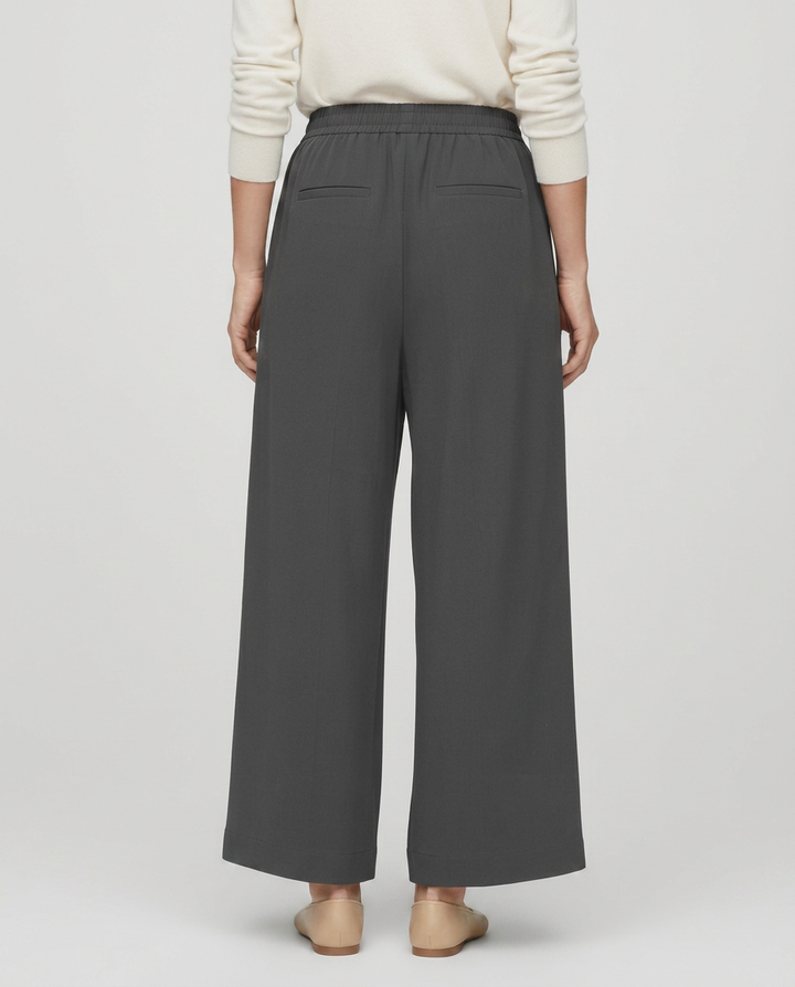 Nona | Wide Leg Trousers with Elastic Waistband