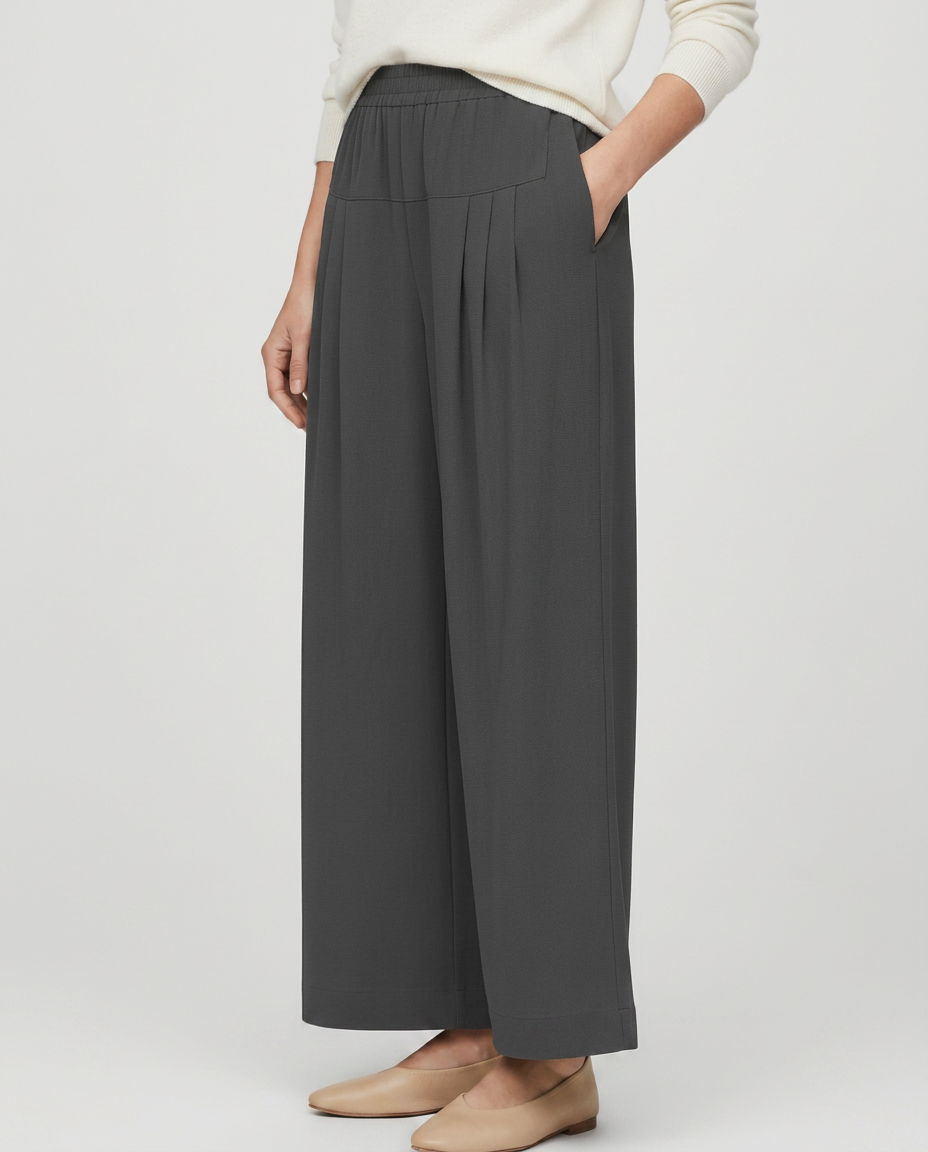 Nona | Wide Leg Trousers with Elastic Waistband