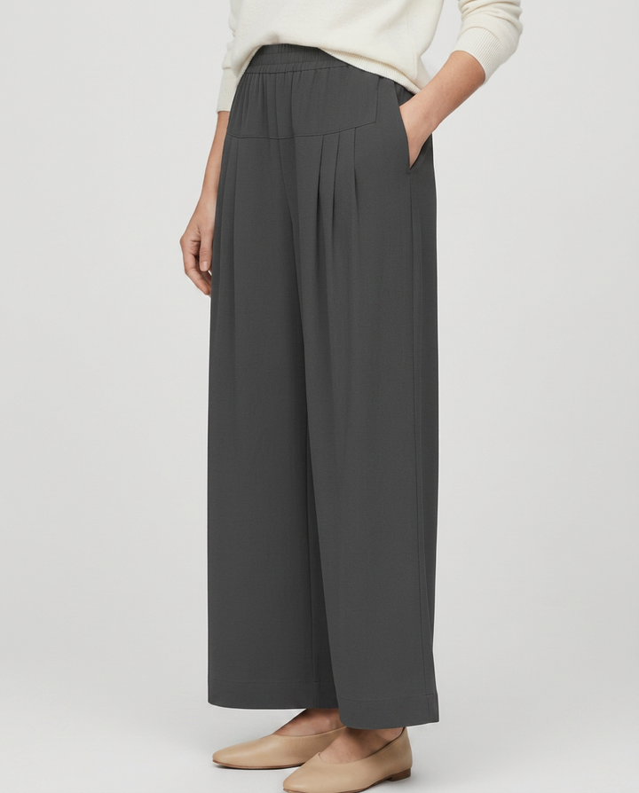 Nona | Wide Leg Trousers with Elastic Waistband