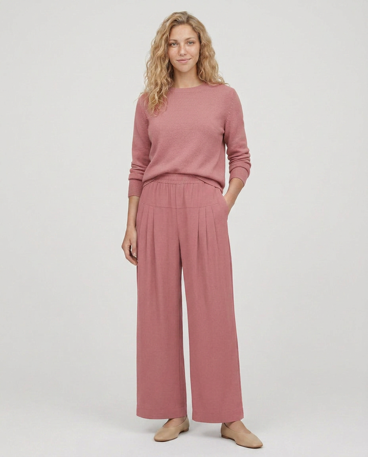 Nona | Wide Leg Trousers with Elastic Waistband