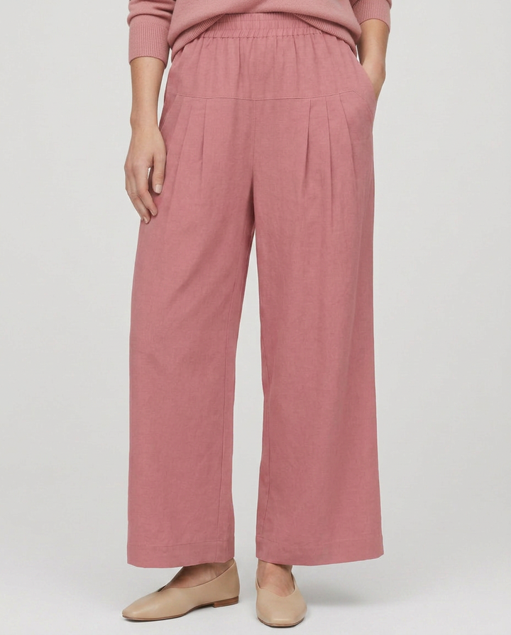 Nona | Wide Leg Trousers with Elastic Waistband