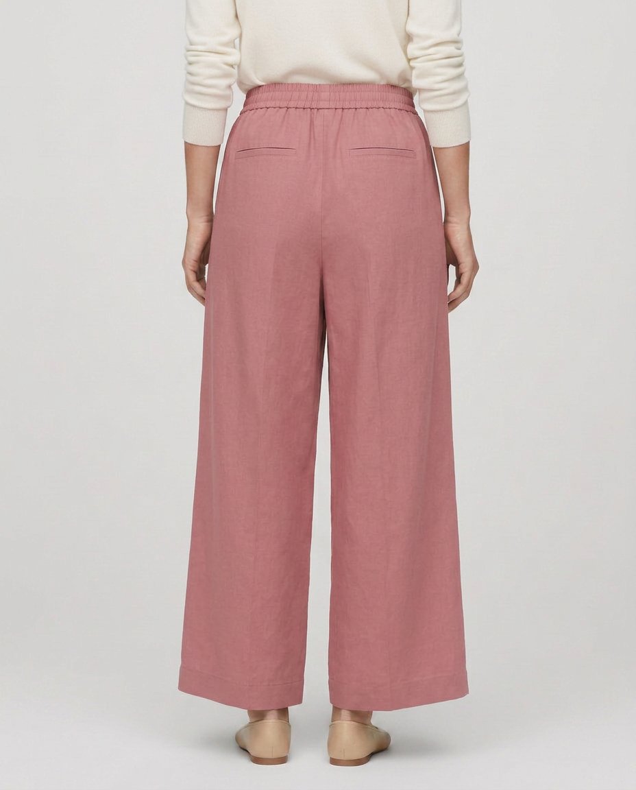 Nona | Wide Leg Trousers with Elastic Waistband