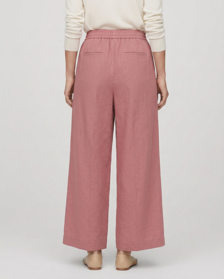 Nona | Wide Leg Trousers with Elastic Waistband