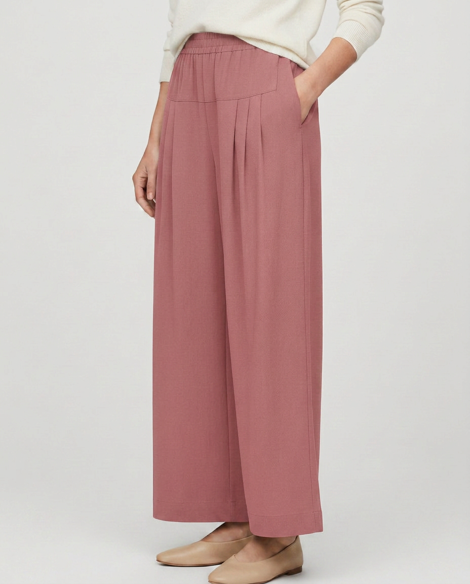 Nona | Wide Leg Trousers with Elastic Waistband