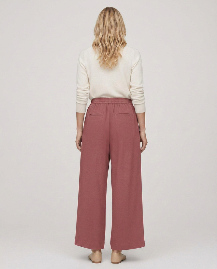 Nona | Wide Leg Trousers with Elastic Waistband