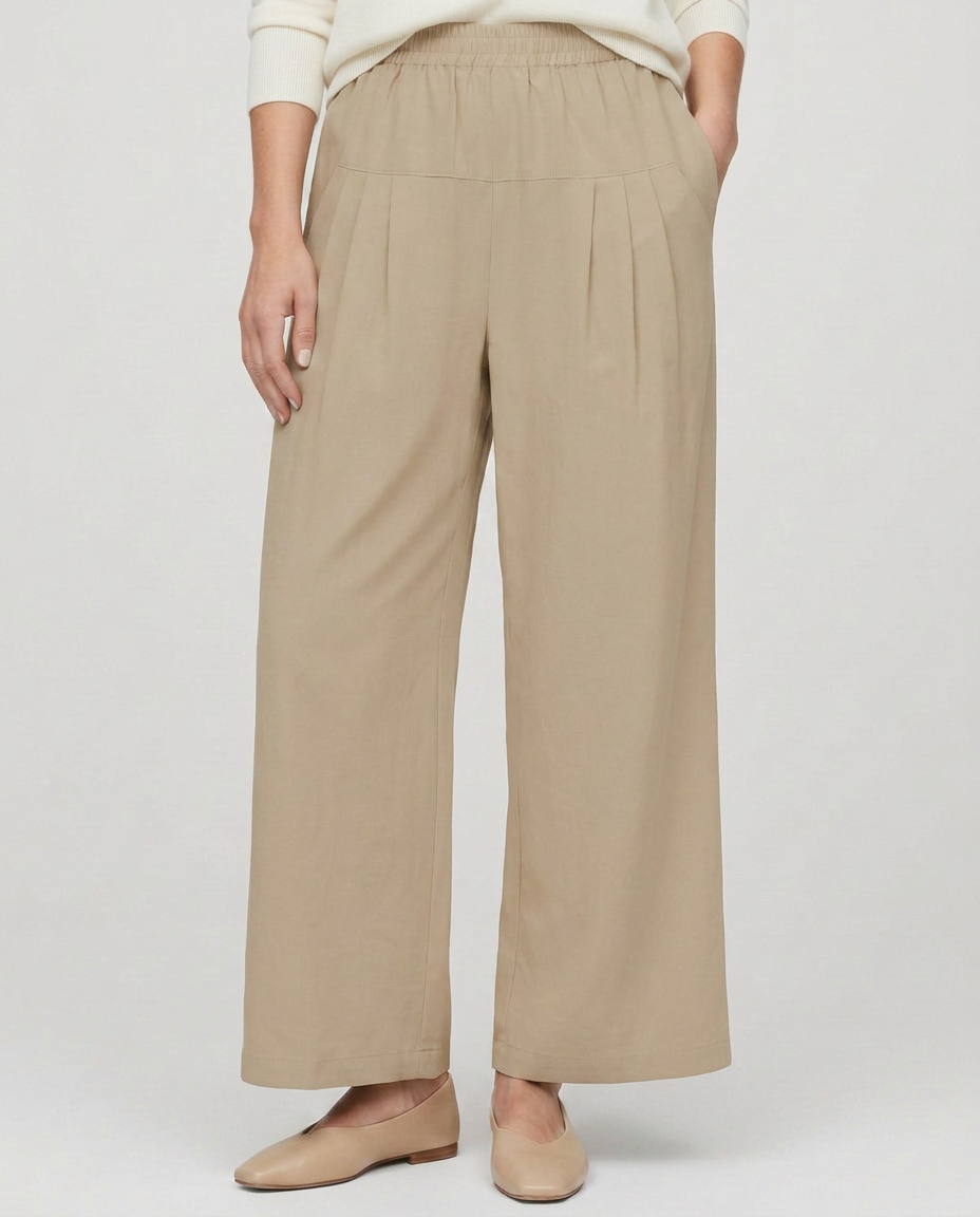 Nona | Wide Leg Trousers with Elastic Waistband