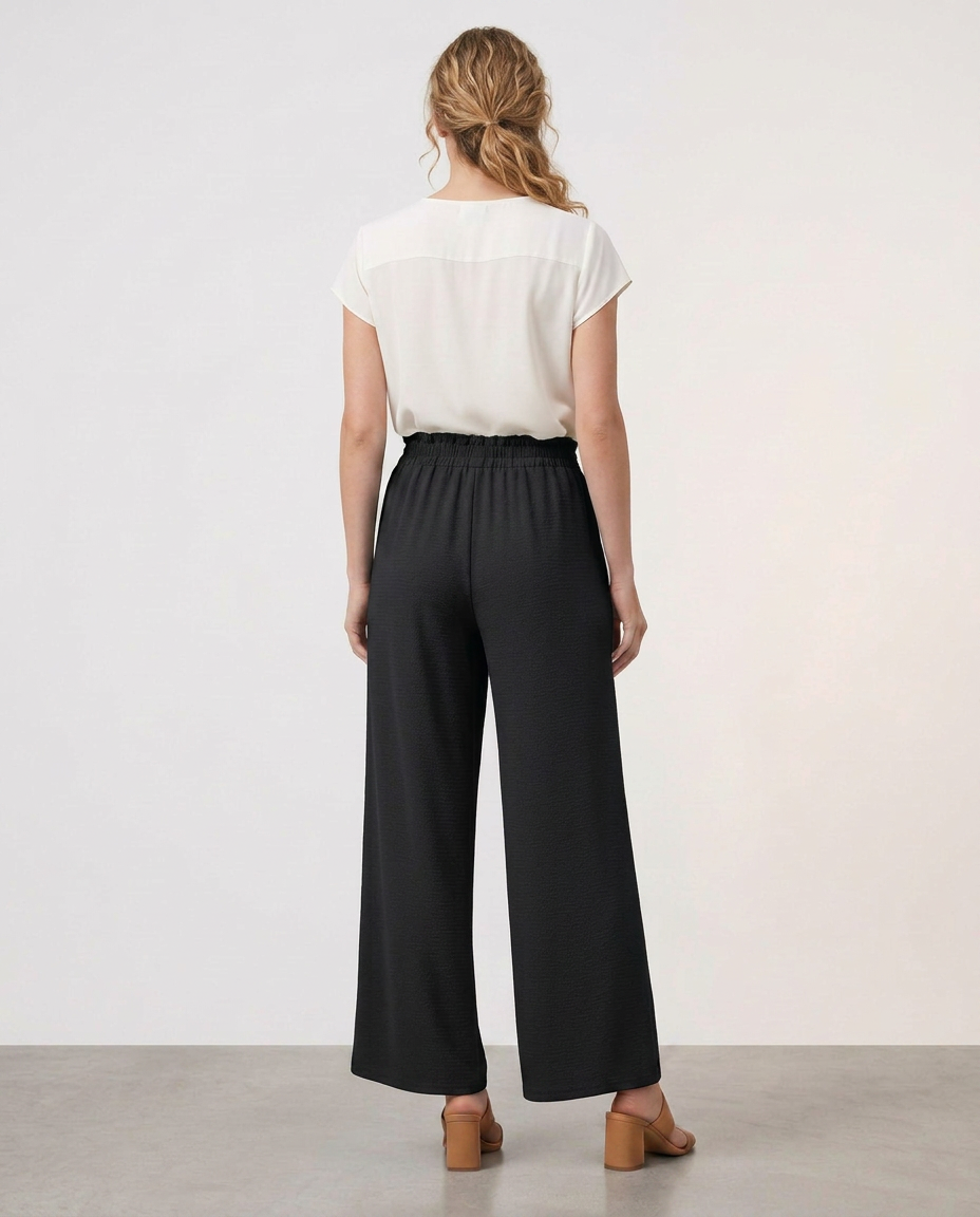 Tami | Wide Leg Trousers with Elastic Waistband