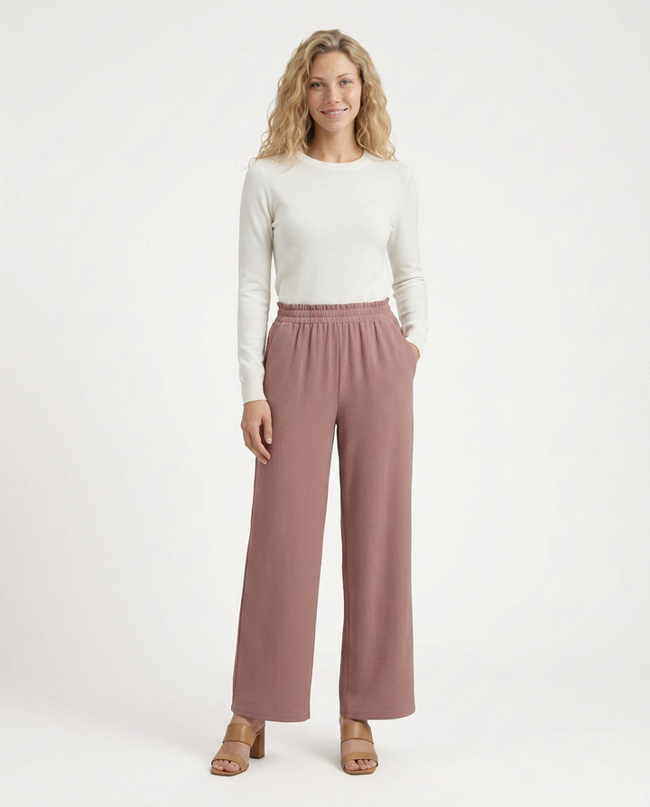Tami | Wide Leg Trousers with Elastic Waistband