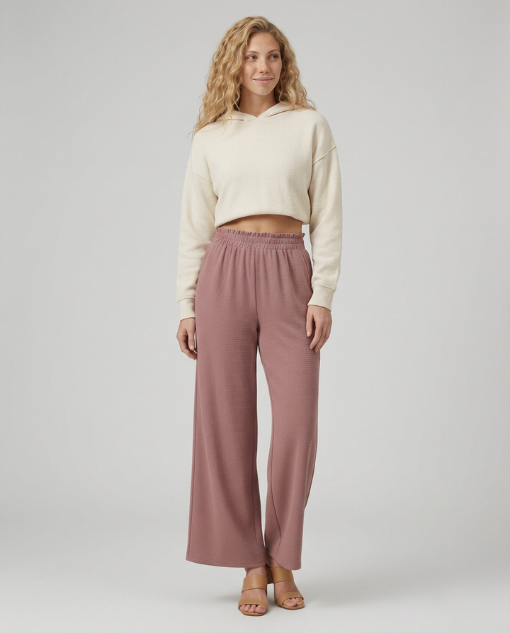 Tami | Wide Leg Trousers with Elastic Waistband