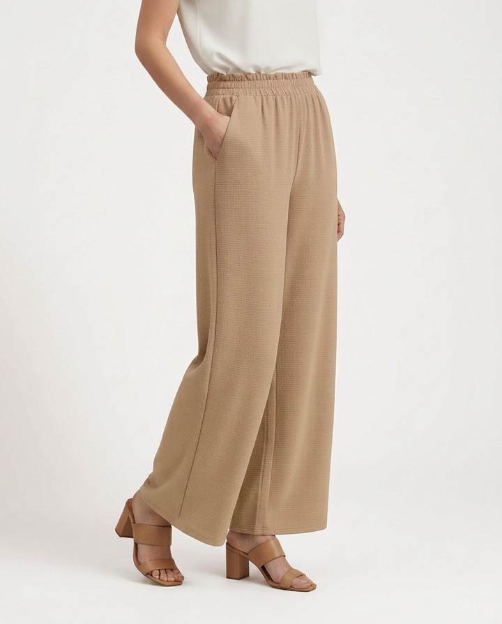 Tami | Wide Leg Trousers with Elastic Waistband