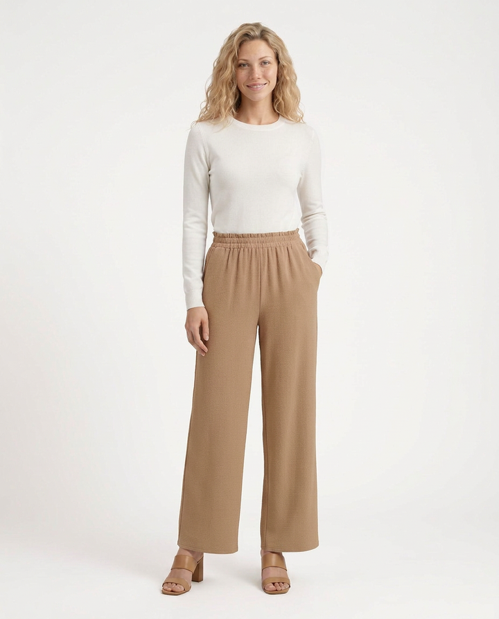 Tami | Wide Leg Trousers with Elastic Waistband