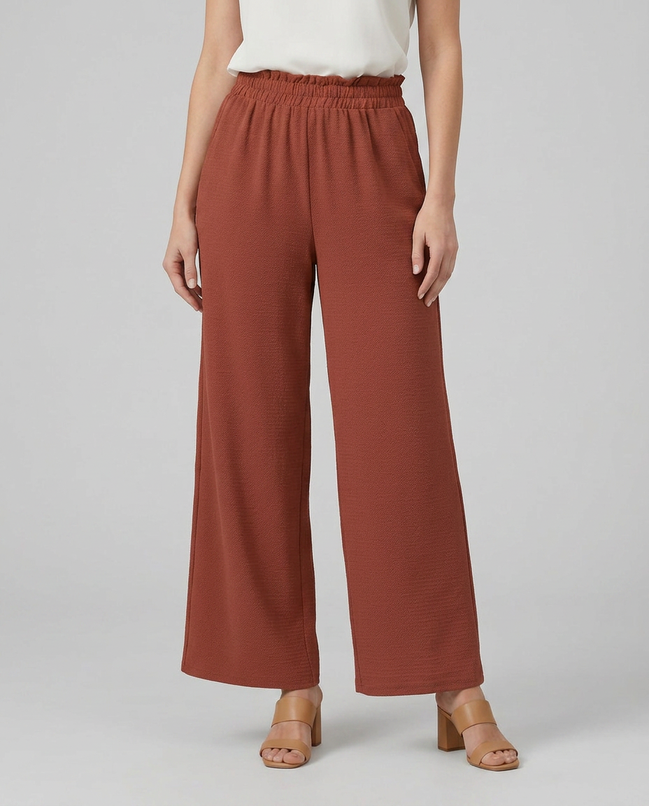 Tami | Wide Leg Trousers with Elastic Waistband