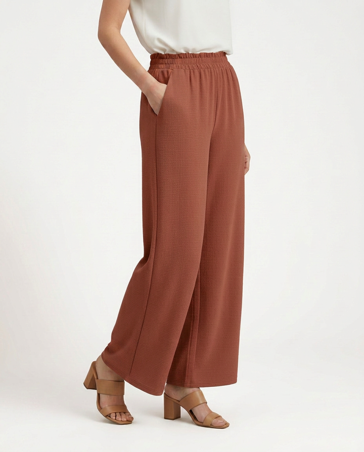 Tami | Wide Leg Trousers with Elastic Waistband
