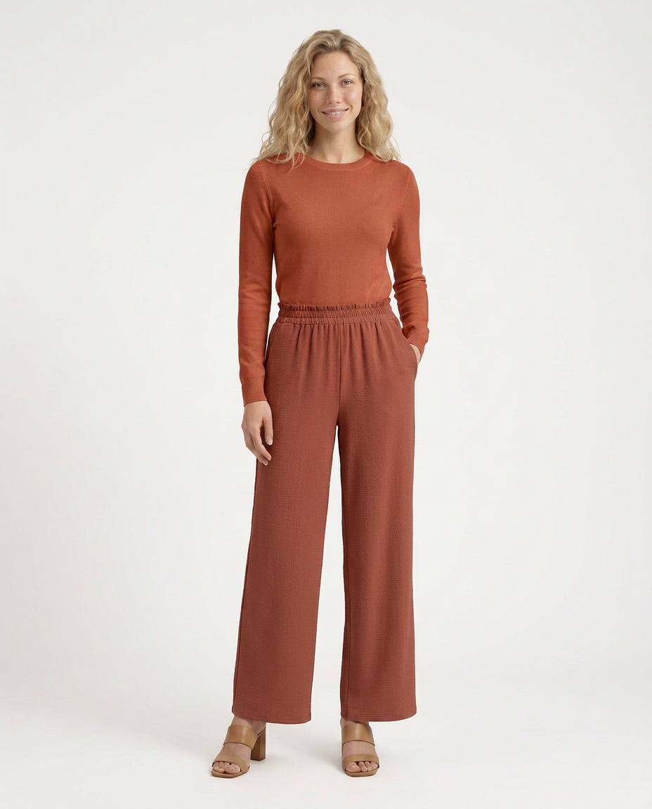 Tami | Wide Leg Trousers with Elastic Waistband