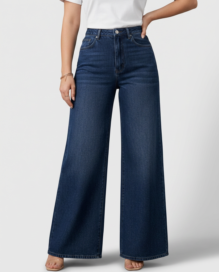 Lee | High Waist Wide Leg Denim Look Trousers