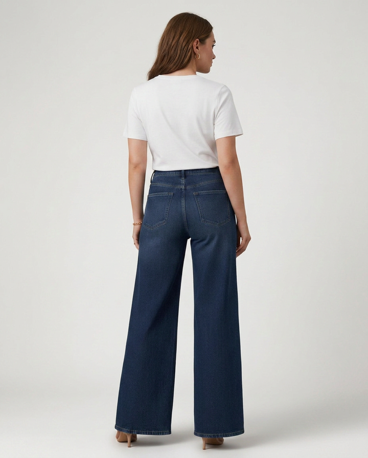 Lee | High Waist Wide Leg Denim Look Trousers