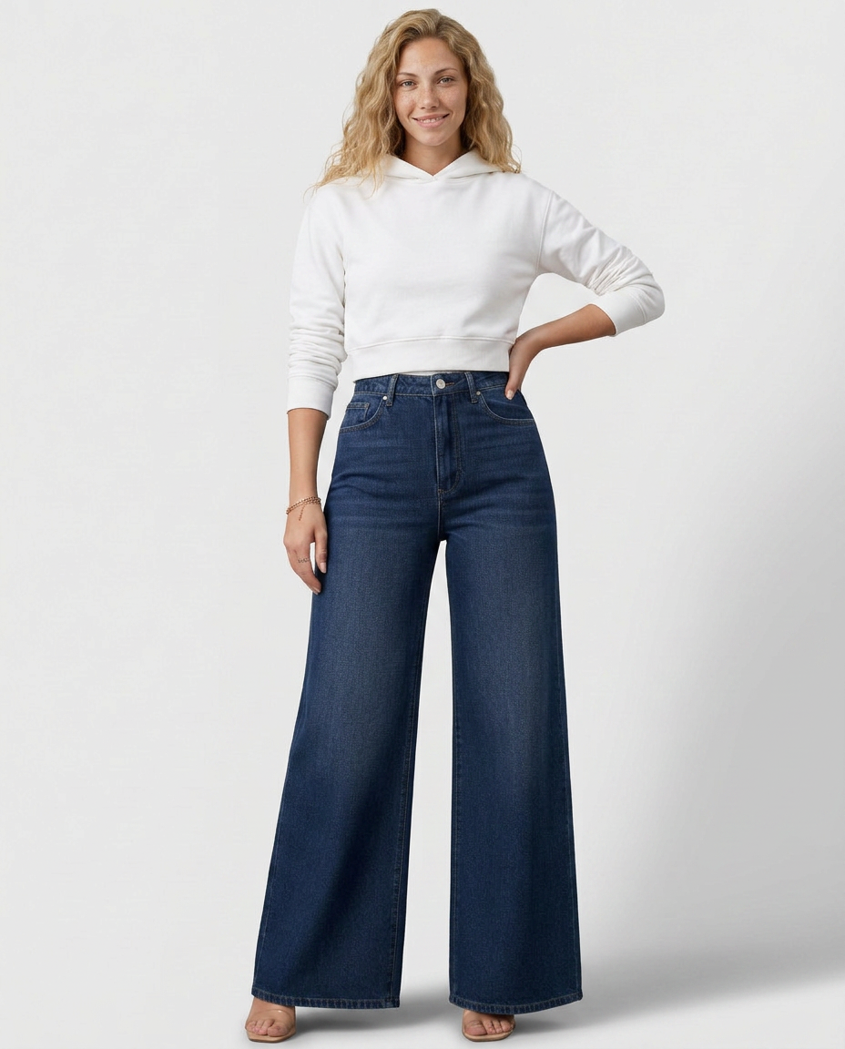 Lee | High Waist Wide Leg Denim Look Trousers