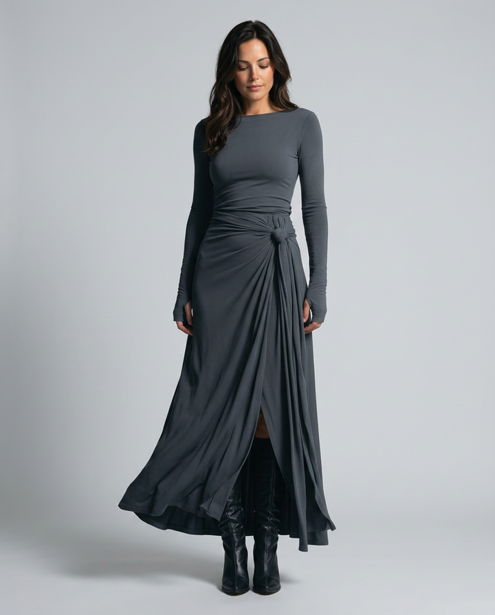 Melisa | Wrap Maxi Dress with Knotted Waist Detail