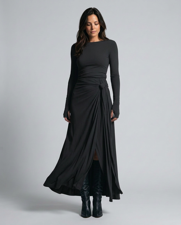 Melisa | Wrap Maxi Dress with Knotted Waist Detail