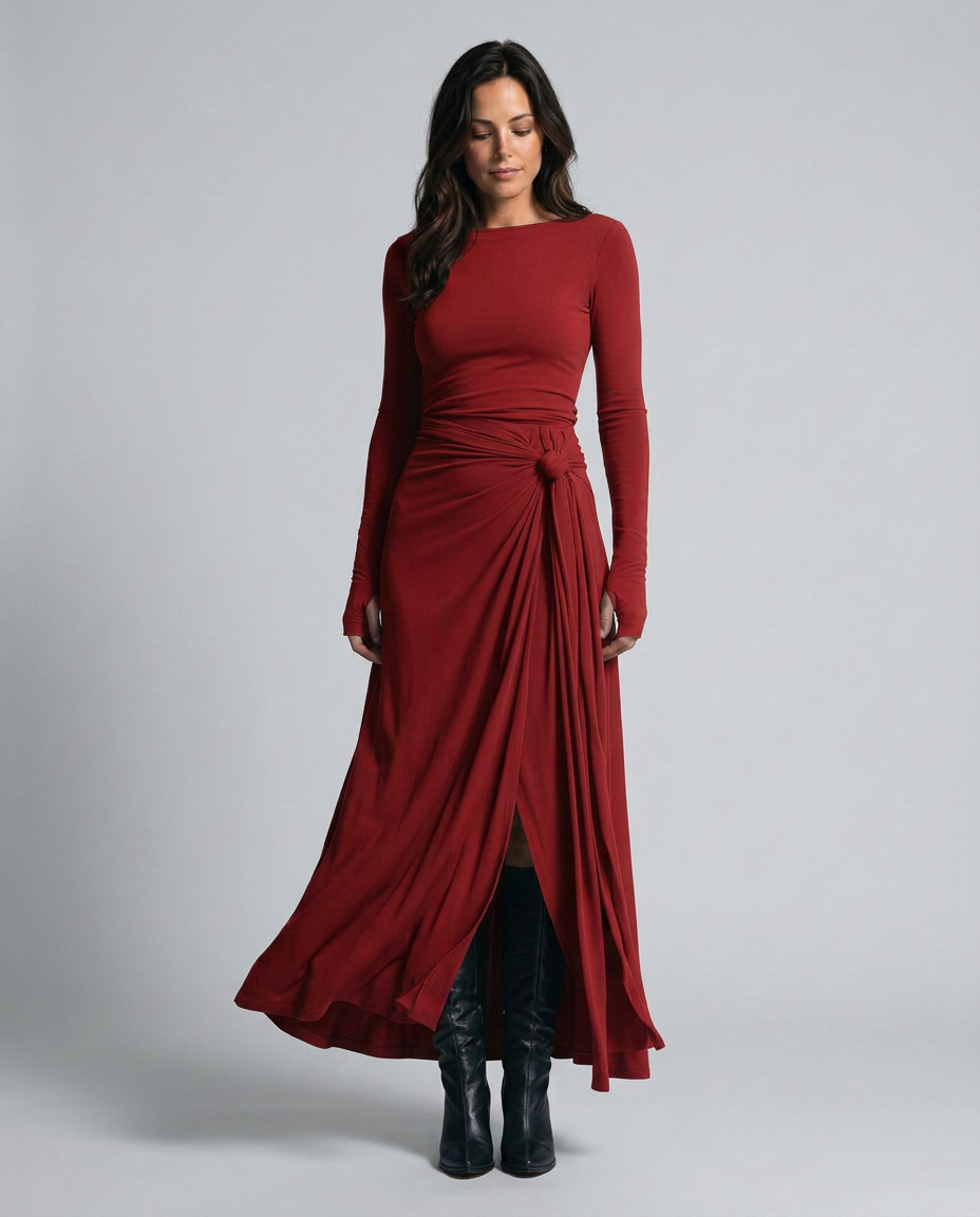 Melisa | Wrap Maxi Dress with Knotted Waist Detail