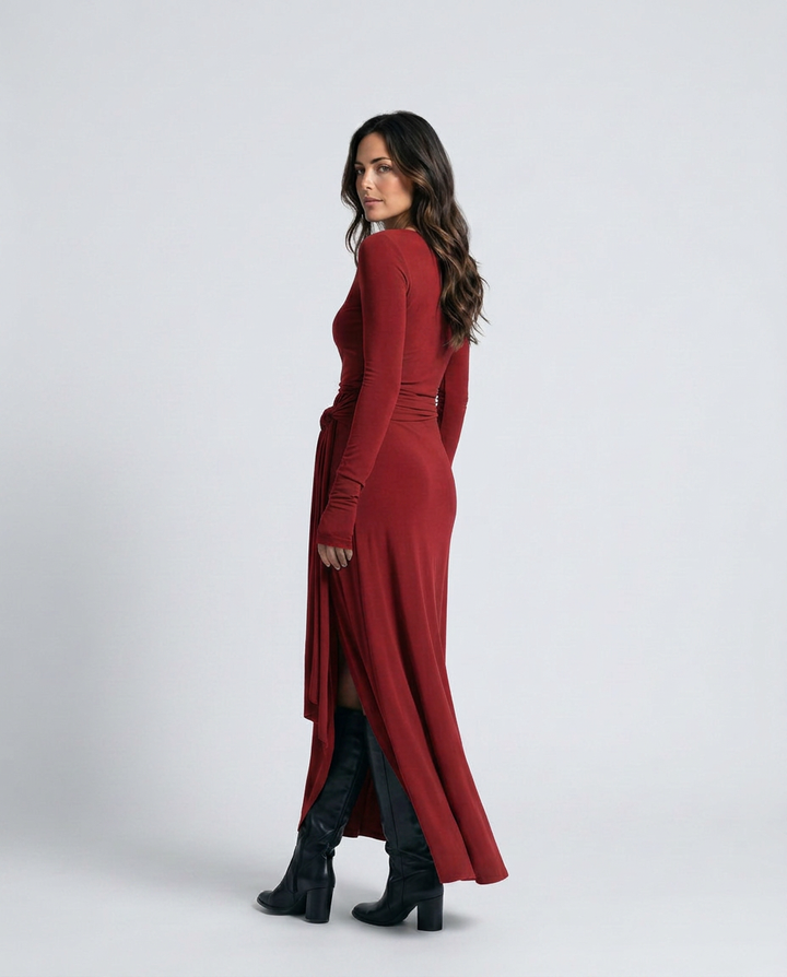 Melisa | Wrap Maxi Dress with Knotted Waist Detail