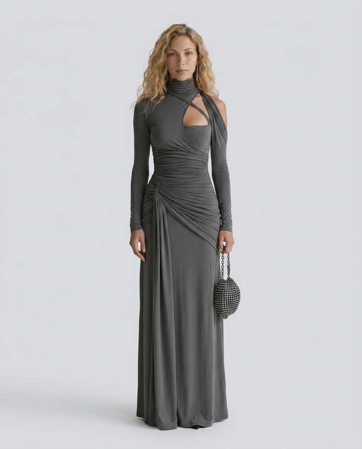 Queen | Ruched Maxi Dress with Cut-Out Detail