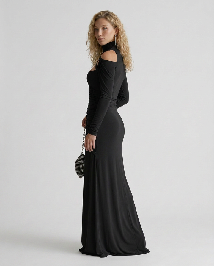 Queen | Ruched Maxi Dress with Cut-Out Detail
